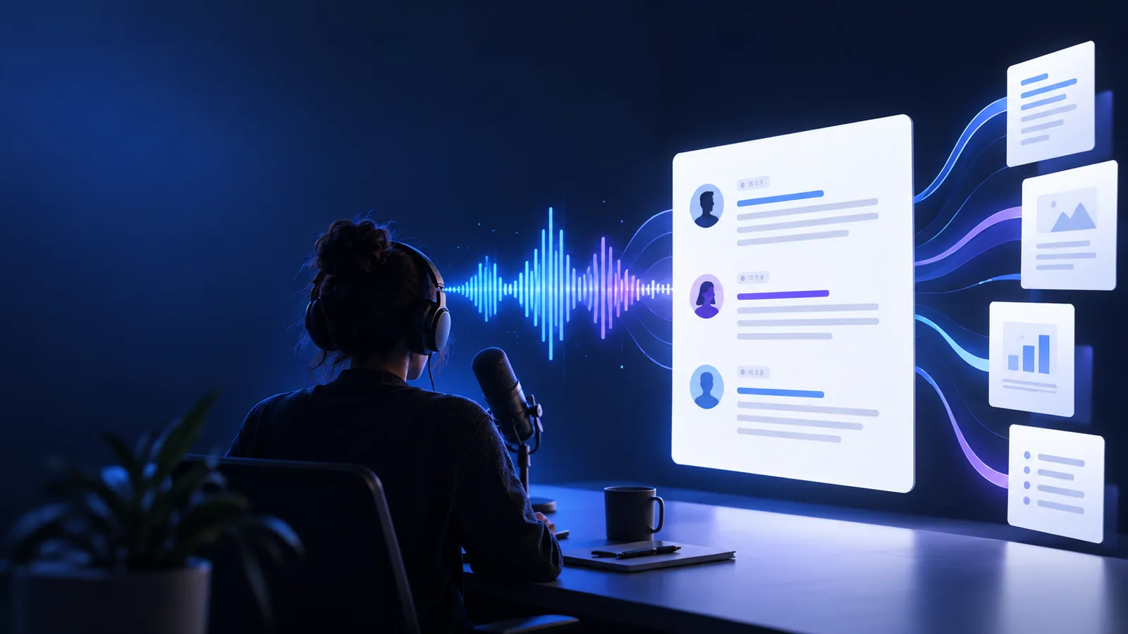 Audio recording converted into an editable text transcript
