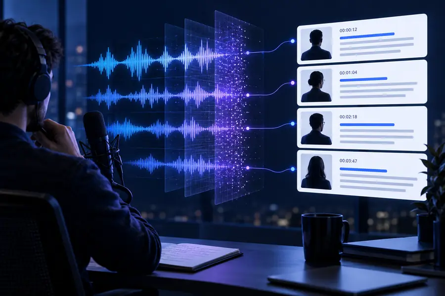 Für die KI-Transkription vorbereitete Audioaufnahme