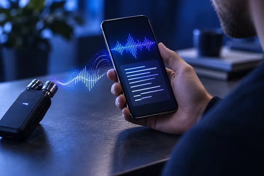 An iPhone audio recording ready for transcription