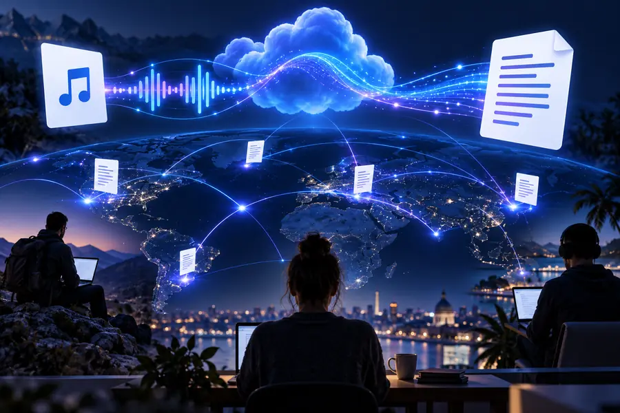 Audio recording waiting to be transcribed in an online workspace