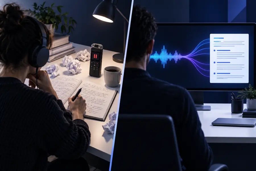 Archivo de audio preparado para un flujo de trabajo de transcripción
